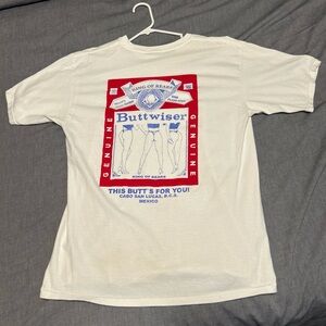 White Graphic Tee with Red and Blue Print